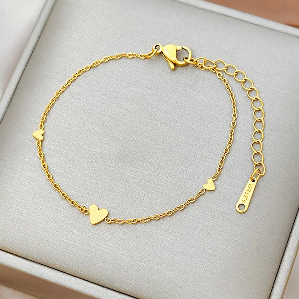 Mode 316L Edelstahl Liebe Herz Armband für Frauen Winzige Vergoldete Schlüsselbein Kette Mädchen Hochzeit Charme Schmuck Geschenk