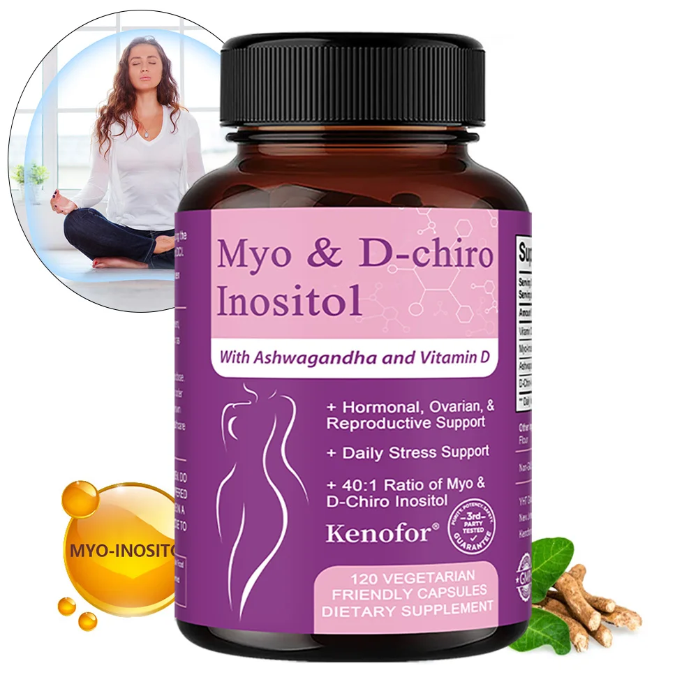 Inositol & Ashwagandha Capsules, Myo-Inositol with Vitamin D3, Ovarian & Hormone Balance, Nerve Health & Blood Sugar Support