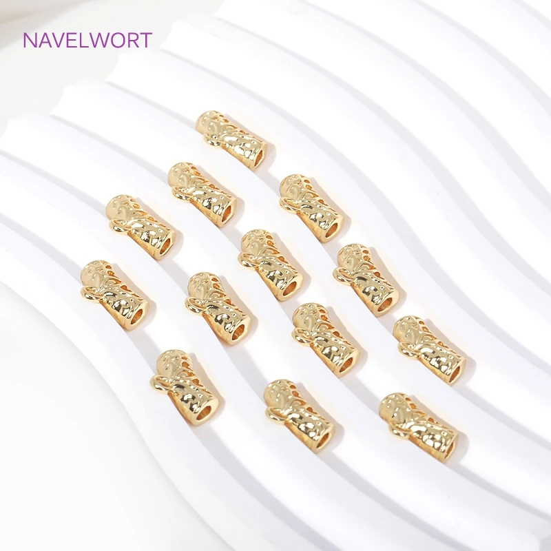 18K Gold Plated Brass Curved Tube Bead With Ring Metal Tube Beads Connector For Jewelry Making Supplies DIY Necklace Accessories