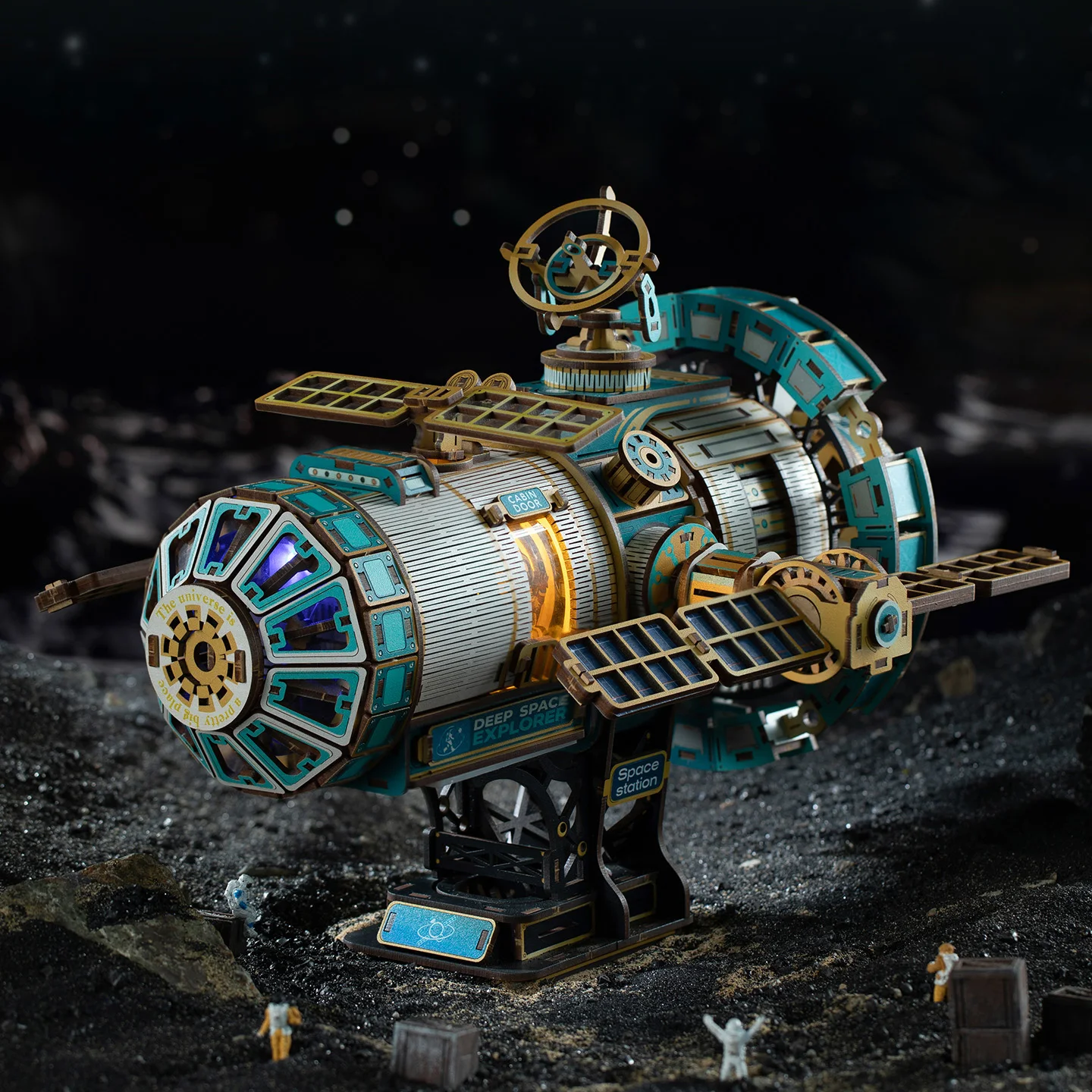 مجموعة نماذج مصغرة للمركبة الفضائية الخشبية ذاتية الصنع مع لغز ثلاثي الأبعاد خفيف لهدايا عيد ميلاد الأصدقاء #2