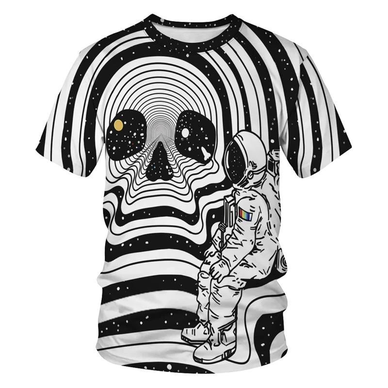 Herren Halloween 3D Skelett-Knochen Allover-Print Kurzarm Rundhals T-Shirt Festtags-Party Casual Top Herrenbekleidung – Detail 6