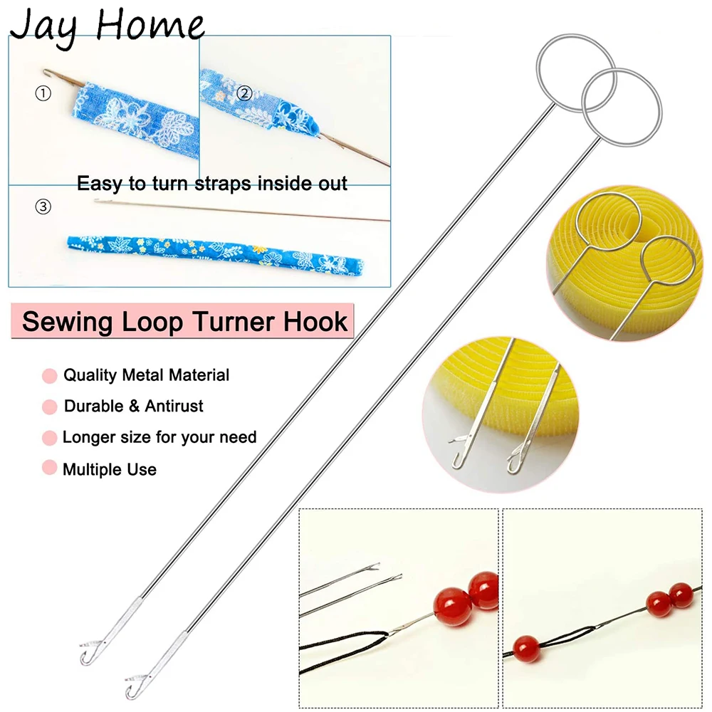 Drawstring Threader Tool Set Flexible Long Drawstring Threader Sewing Loop Turner Hook Metal Tweezers for Knitting Pants Crafts