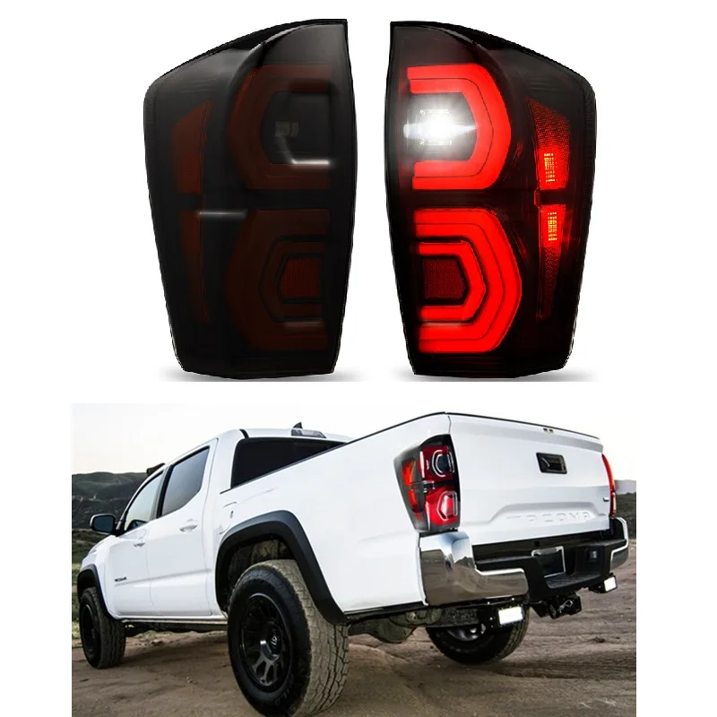 Auto Working Lights/Bar Tail Lights For Toyota Tacoma 2016 2017 2018 2019 2020 2021 2022 Rear Tail Lamps Brake Lights