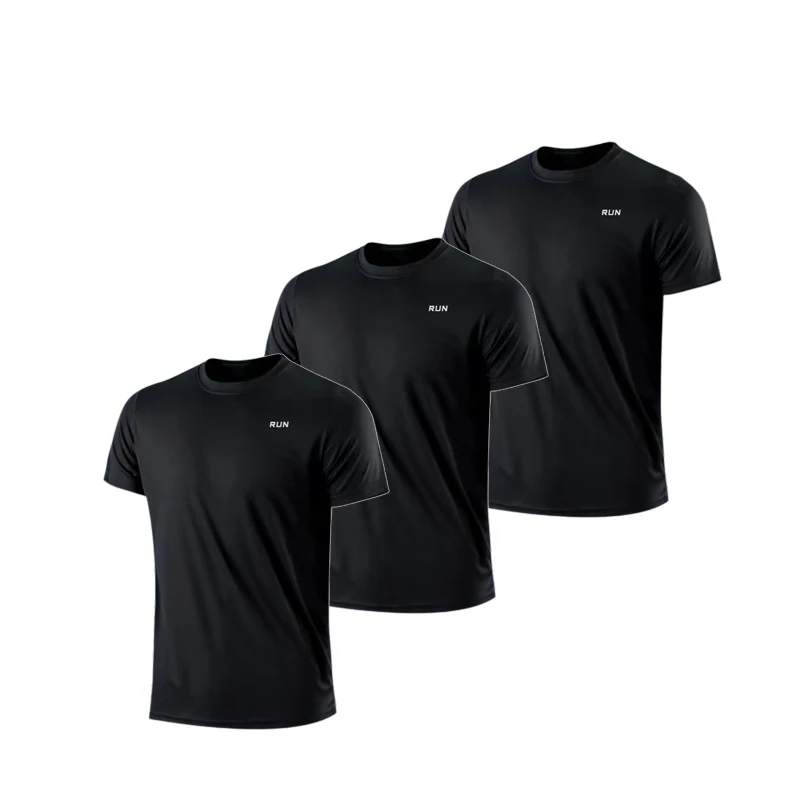3 Pack Men Summer Ice Silk Quick Dry Short Sleeve T-shirt Thin Light Cool Feel Breathable Athletic Tops Running Daily Casual Spo