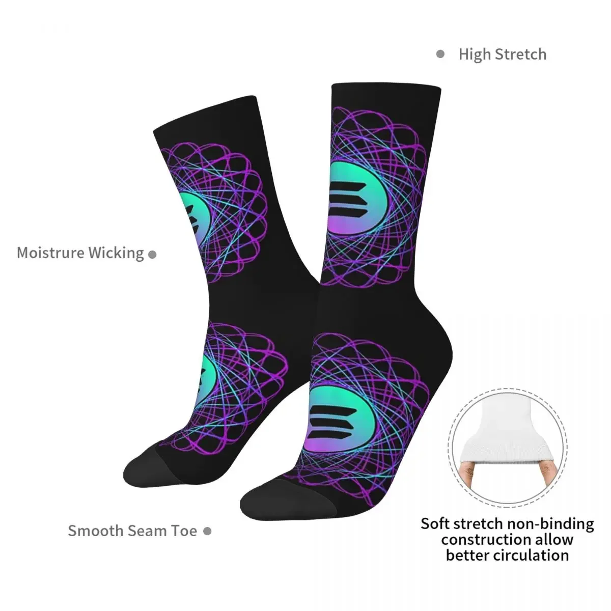 Solana Cryptocurrency - Solana SOL Socks Harajuku Absorbing Stockings All Season Long Socks for Man's Woman's Birthday Present