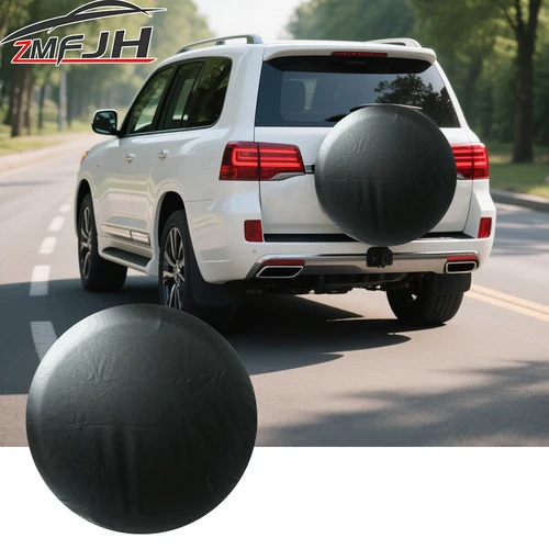 1 unidad de Protector de cubierta de rueda de neumático de repuesto de coche de cuero de PVC de 14 ""-17"" pulgadas para todos los bolsas de neumáticos de coche cubierta de neumático de rueda de repuesto Protector negro
