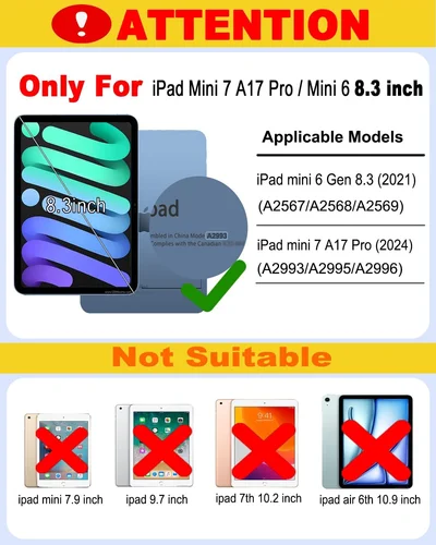 Imagen 2 del producto Funda con Teclado para iPad mini 7 A17 Pro (2024) y Mini 6 8.3 (2021), Funda de Cuero con Teclado para iPad Mini7 Mini6, Español, Bluetooth