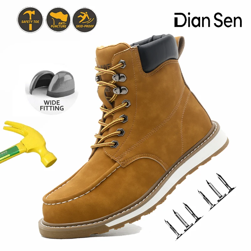 

Heavy Duty High Top Boots - Steel Toe Safety Shoes with Advanced Water Resistance & Slip Proof Outsole, Anti-Smash Protection