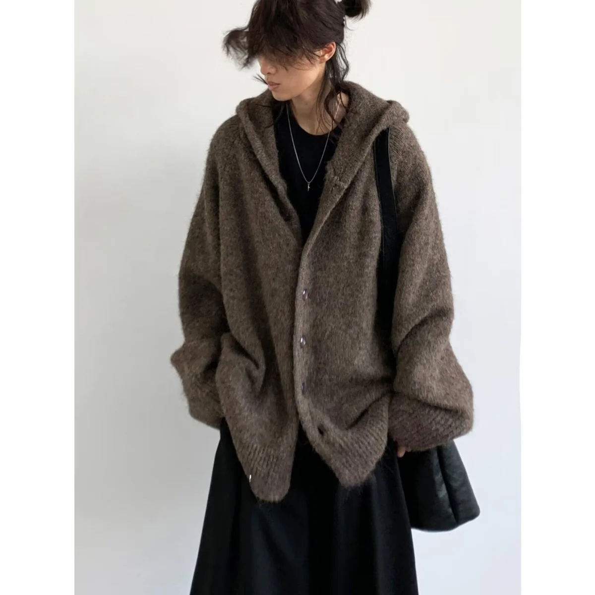 

Свободная мужская толстовка с капюшоном, вязаный свитер, модная осенне-зимняя верхняя одежда, повседневная одежда из полиэстера, длинное свекло Crew Ne