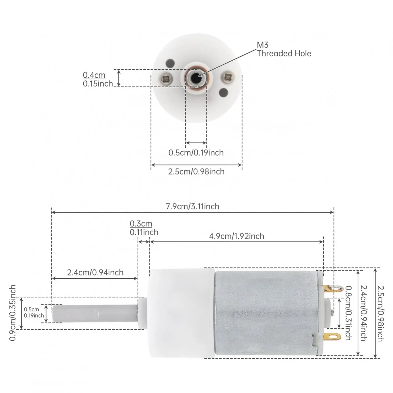 R280 Gear Motor 3.7V 250RPM Flat Shaft High Torque DC Motor Replaceable for Bottle Brushes / Electric Scrubber