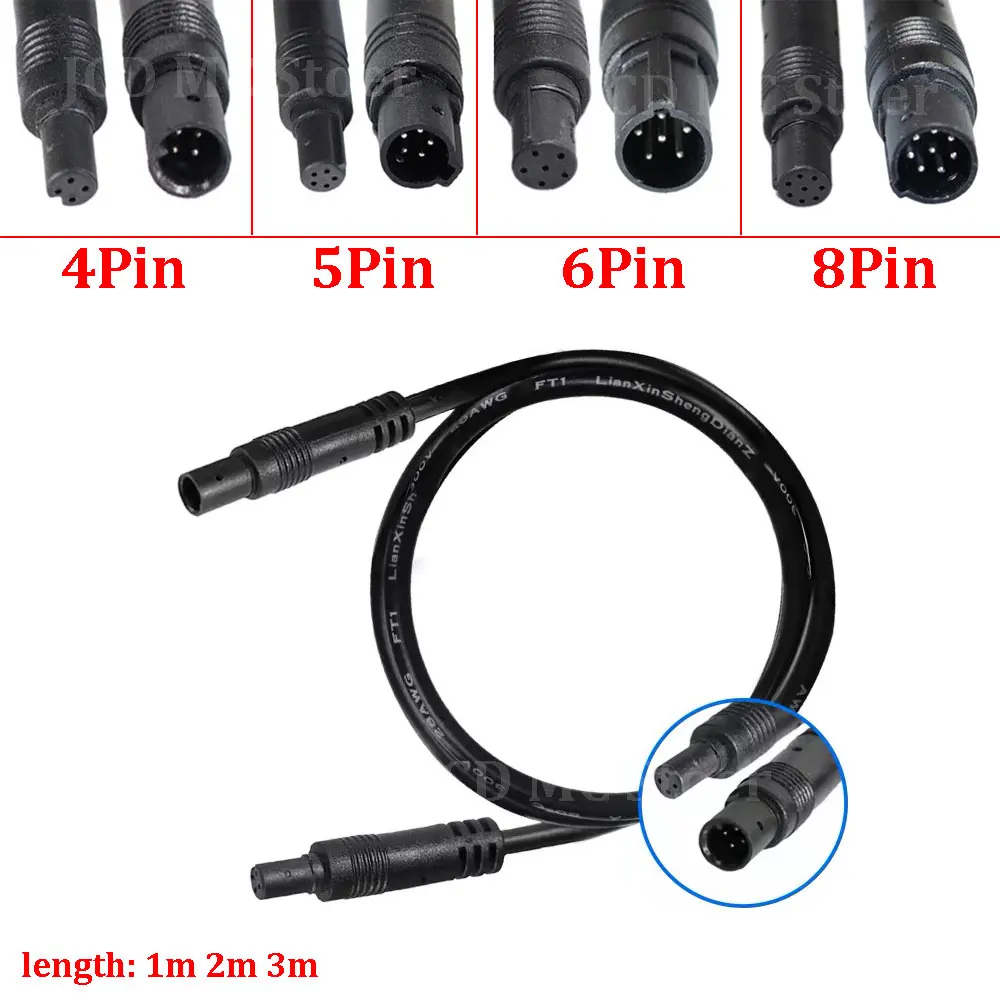 4/5/6/8 Pin Male to Female Extension Cable Connector Reversing Camera Extension Cord Wire Car Video Connection Cable 1/2/3m