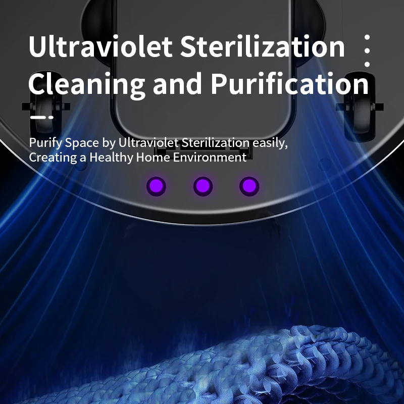 효율적인 가정용 로봇 진공 청소기 UV 램프 USB 전원 스위핑 물걸레 자동 로봇 진공 청소기