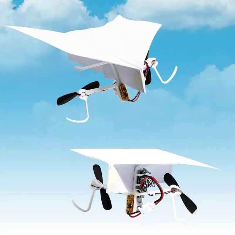 Electric DIY Paper Airplane Assembly Kit Strong Motors Long Flight Time Outdoor Game Toy for Kids Party Favors