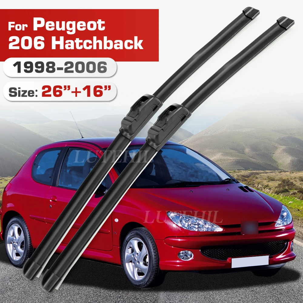 Wischer Für Peugeot 206 Fließheck 1998-2006 1999 2000 2001 2002 2003 Front Klingen Windschutzscheibe Windschutz Fenster Pinsel 26 "+ 16"