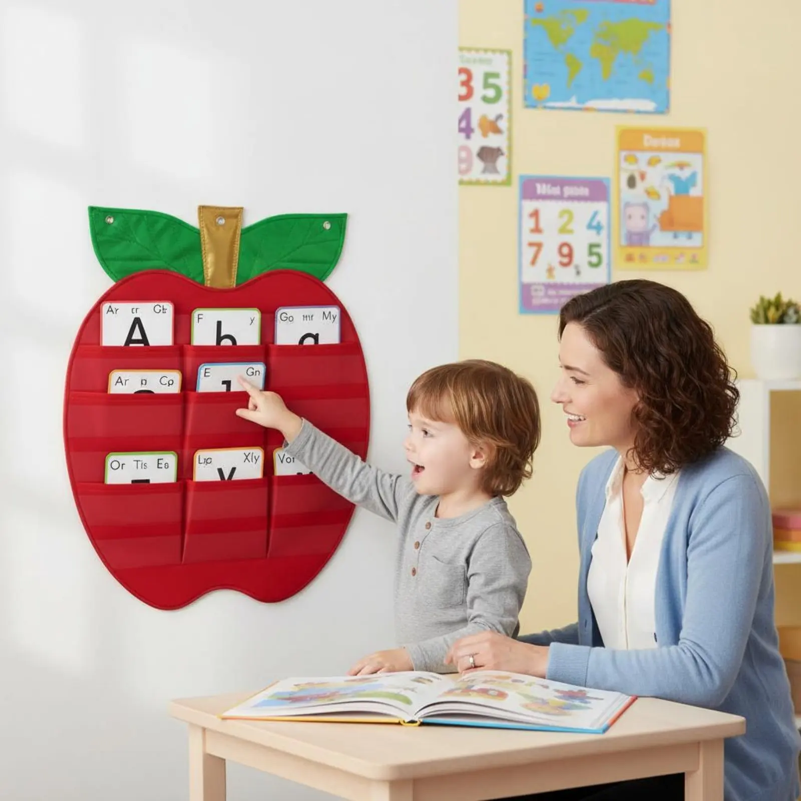 Fruit Pocket Chart Decorative Sentence Strip Pocket Chart Fruit Shaped Learning Board Long-Lasting Teaching Aid for Educators