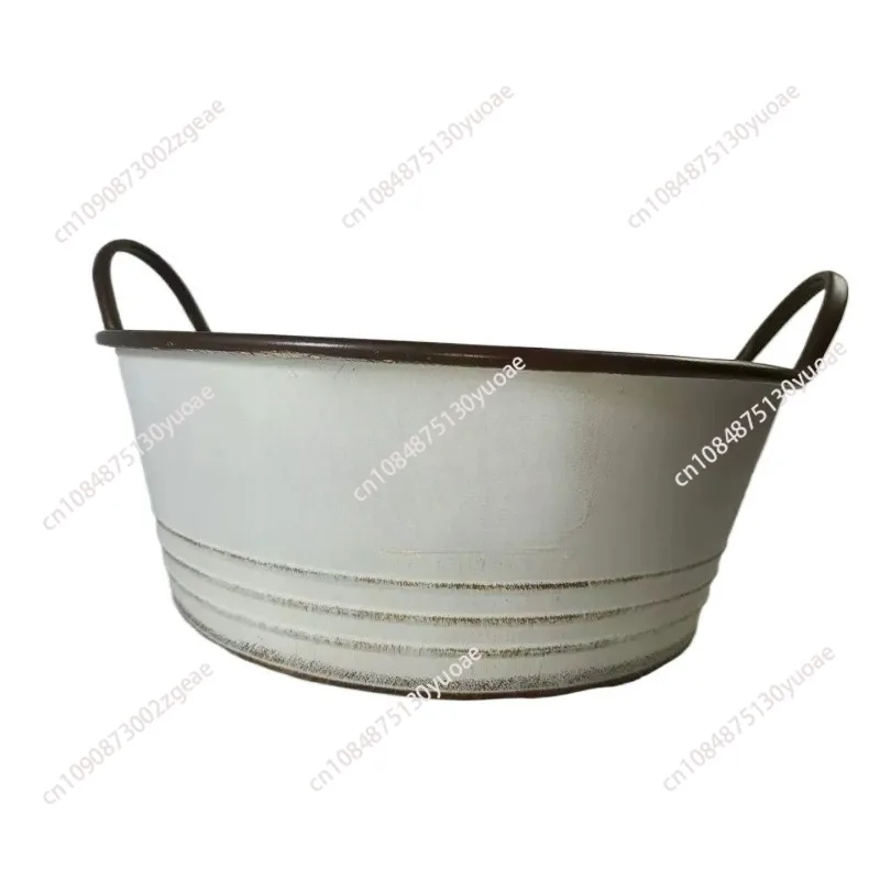 Vintage Iron Sheet Portable Flower Bucket Making Old Large Horticultural Dry Flower Pots Garden Home Vase Decoration Decorations