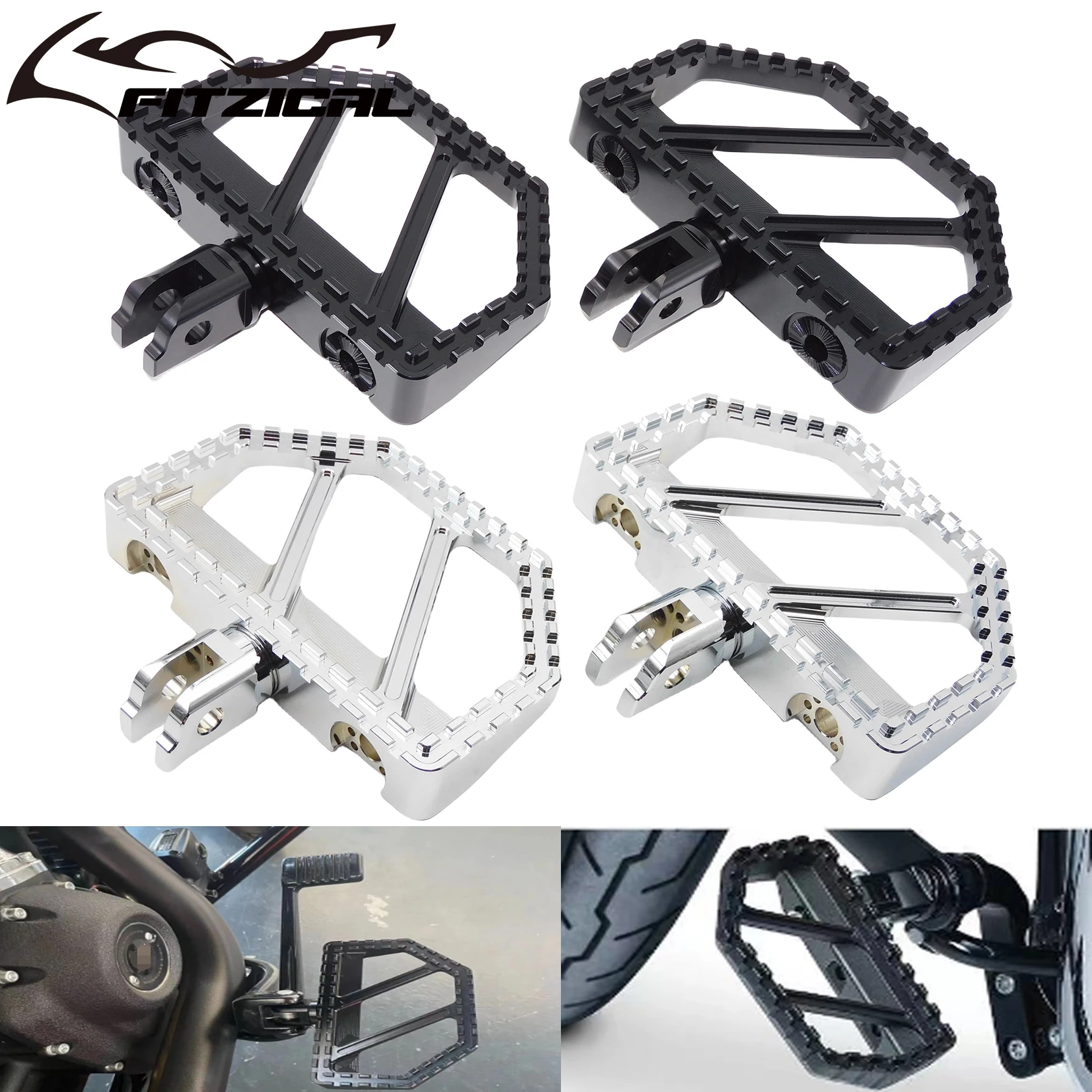 

Motorcycle Front Foot Pegs Floorboard Pedals Bobber Footrests For Harley Softail FLFBS Fat Boy Heritage Classic Breakout 2018-Up