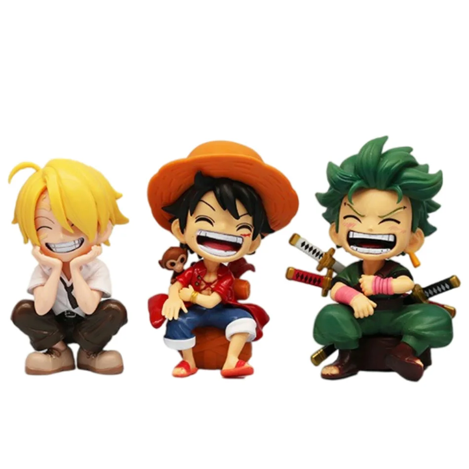 13cm Anime Figure One Piece Monkey D Luffy Roronoa Zoro Kawaii Toys Q Figural Nendoroid Car Decoration PVC Model Gift