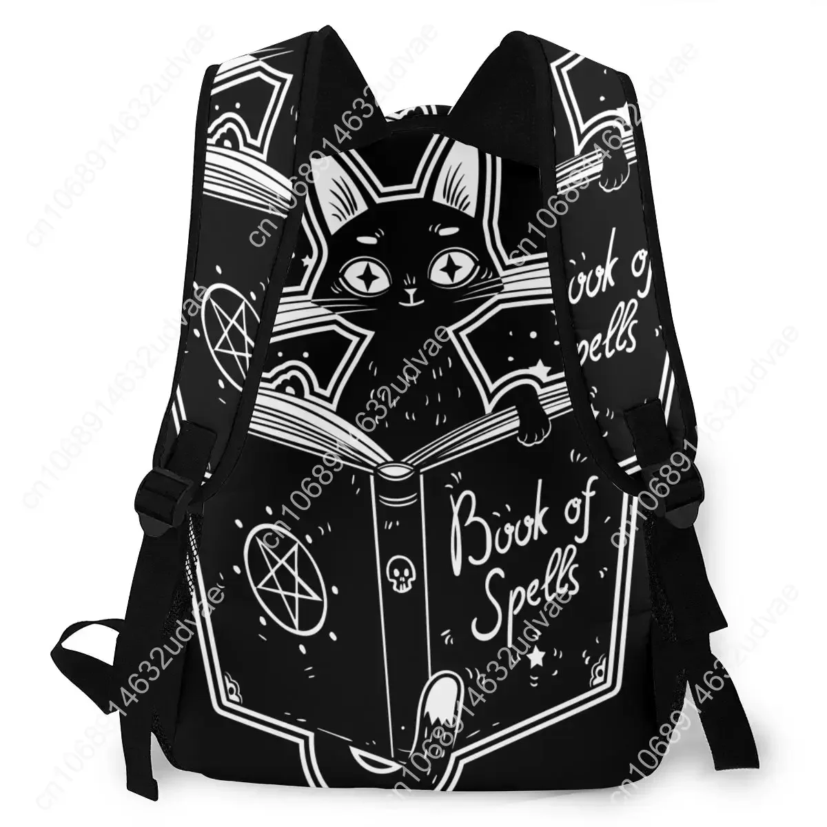 Black Witch's Cat Reading The Book of Dark Magic School Bag Girls Travel Bag Backpack with Multiple Using Women Backpacks