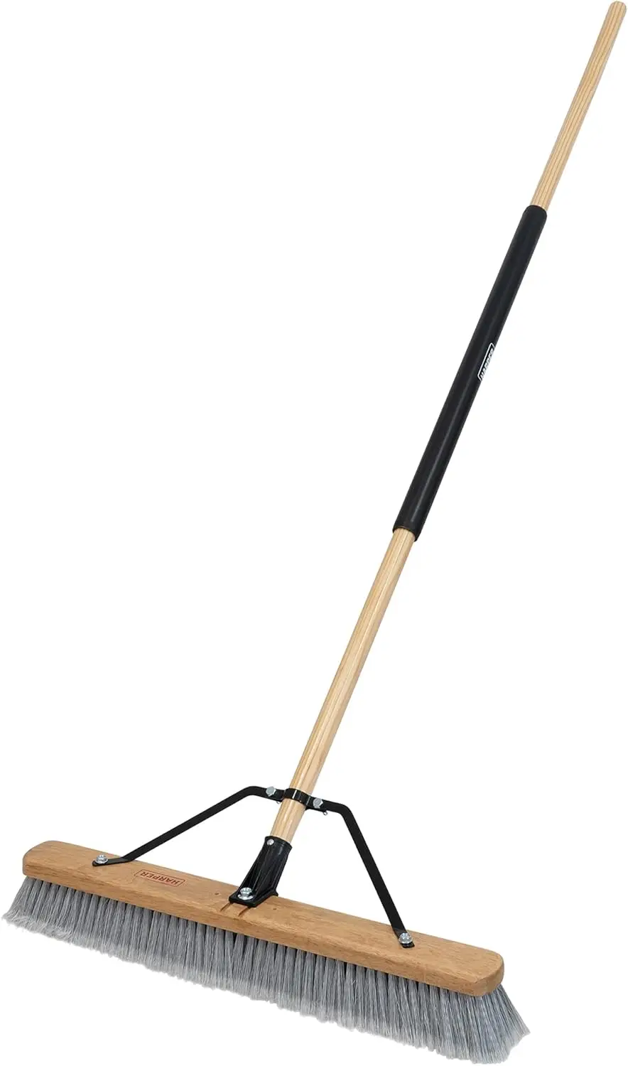 

24-дюймовая ручная метла для помещений с волнистой щетиной для уборки песка, пыли и шерсти животных в гаражах и мастерских