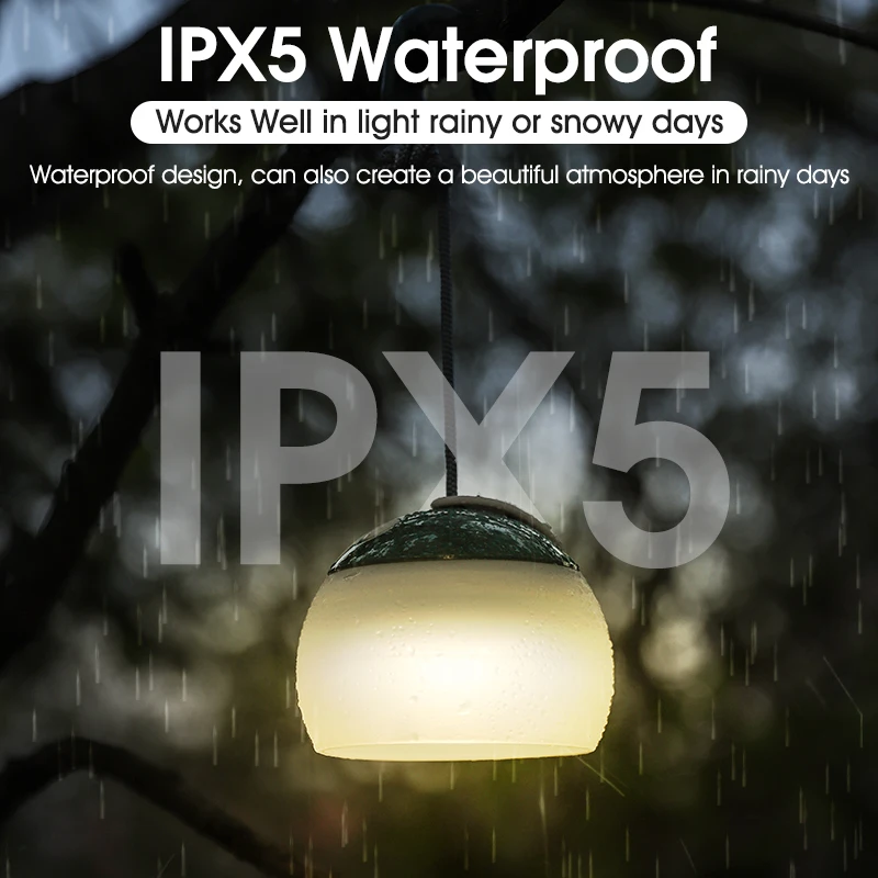 WEST BIKING Portable Camping Light Outdoor Emergency Tent Hanging Lamp IPX5 Waterproof USB Charging Retro LED Atmosphere Light