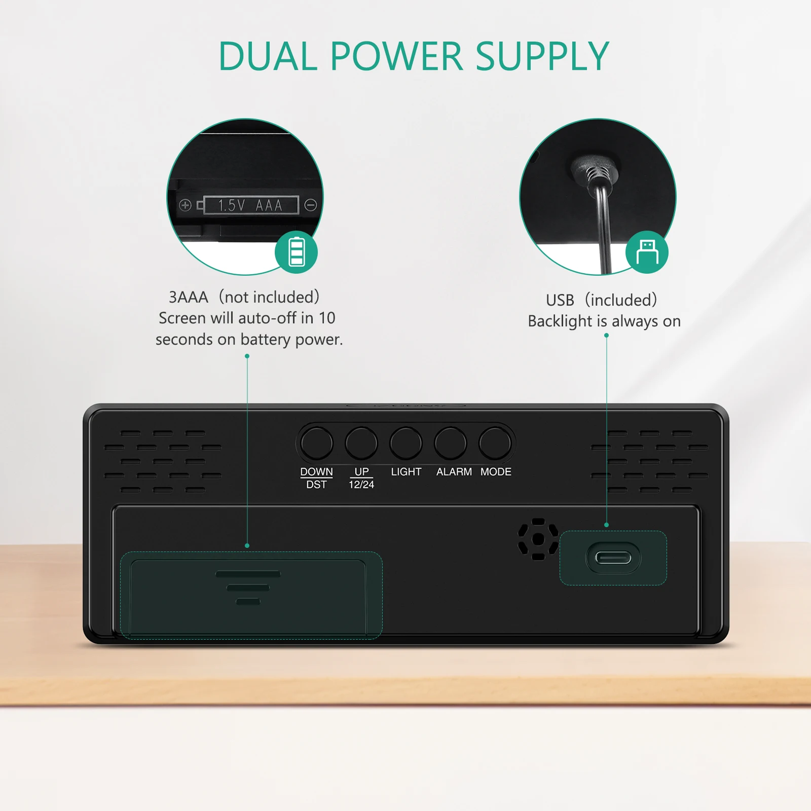 Despertador LED ORIA – Escritorio y mesita de noche con alarma - imagen 5
