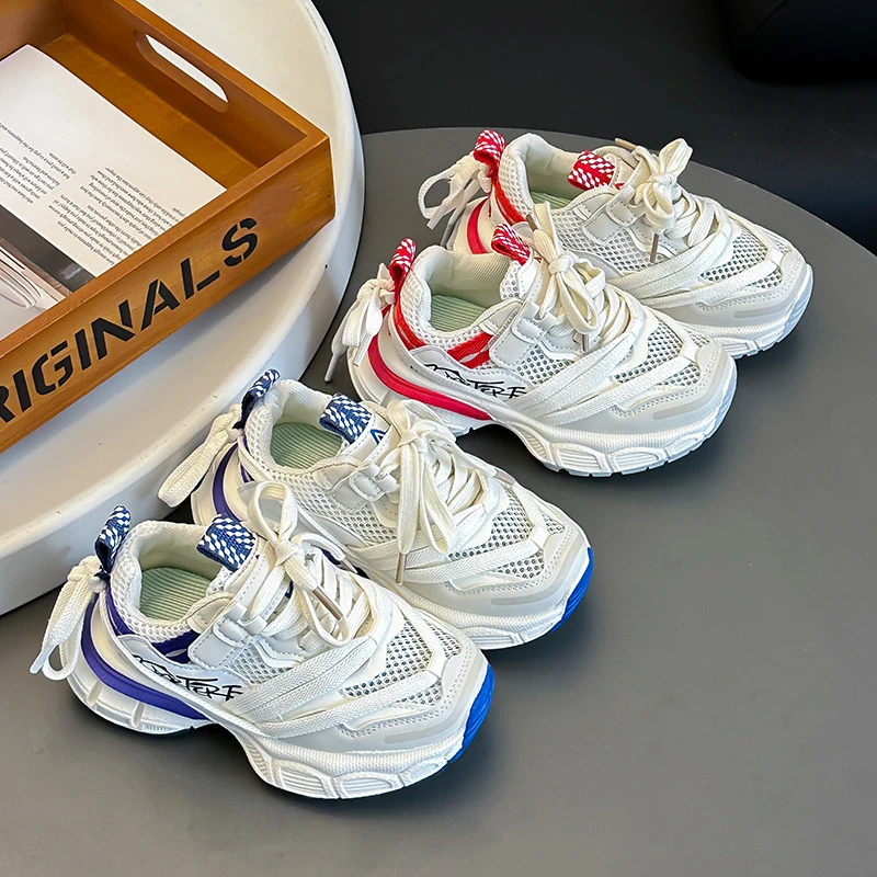 Little Girls Platform Casual Sneakers 2026 New Summer Kids Mesh Sports Sneakers Soft Sole Comfort Versatile Chic School Trainers
