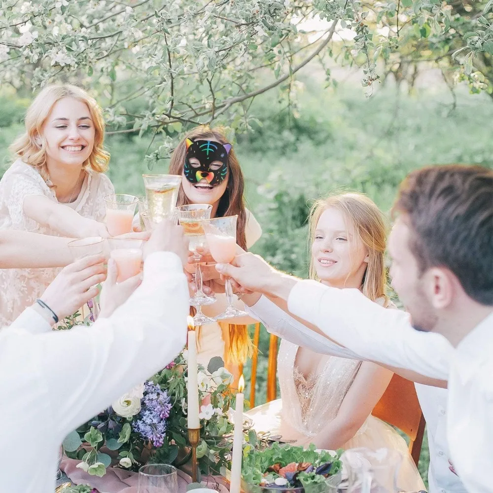 36 paper-scraping animal masks, rainbow masks with elastic ropes and 12 wooden pen costume party decorations