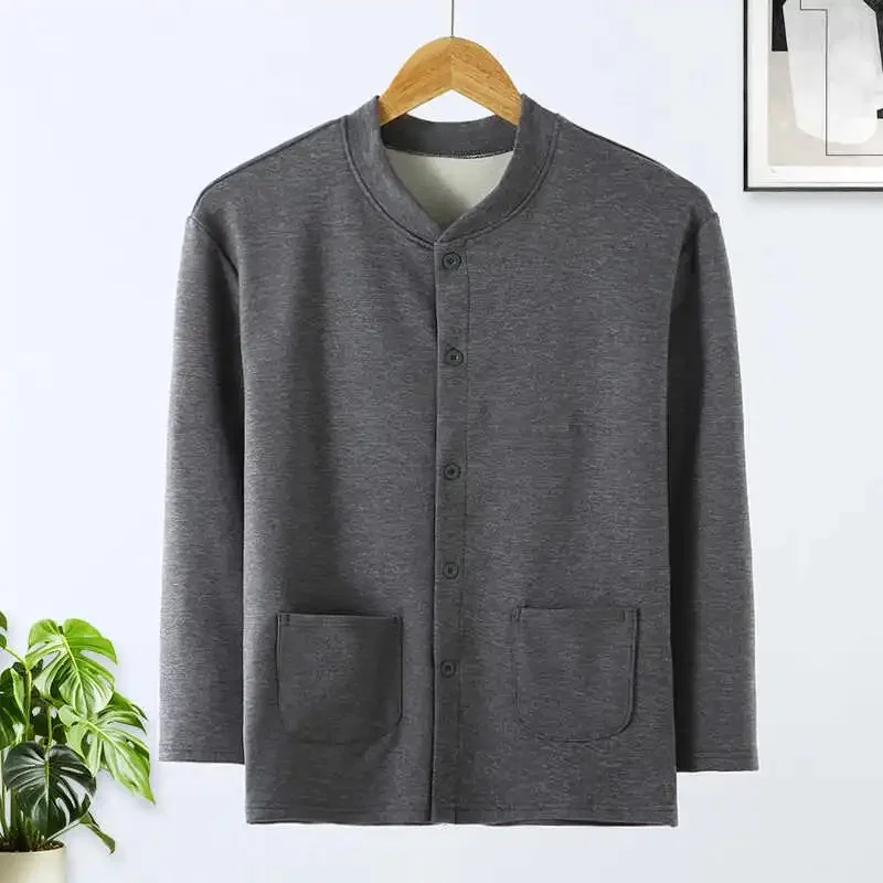 

DeRong Осенняя одежда для мужчин среднего возраста и пожилых людей, увеличенное нижнее белье с планкой, однослойное термобелье