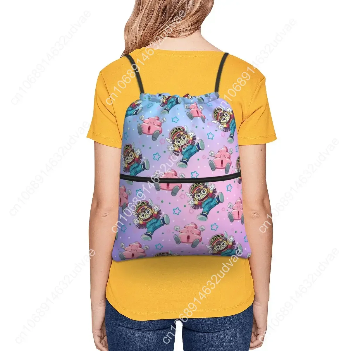 Arale And Poop Dr Slump Portable Backpacks Drawstring Bag Drawstring Bundle Pocket Shoes Bags For Travel Sport Man Woman