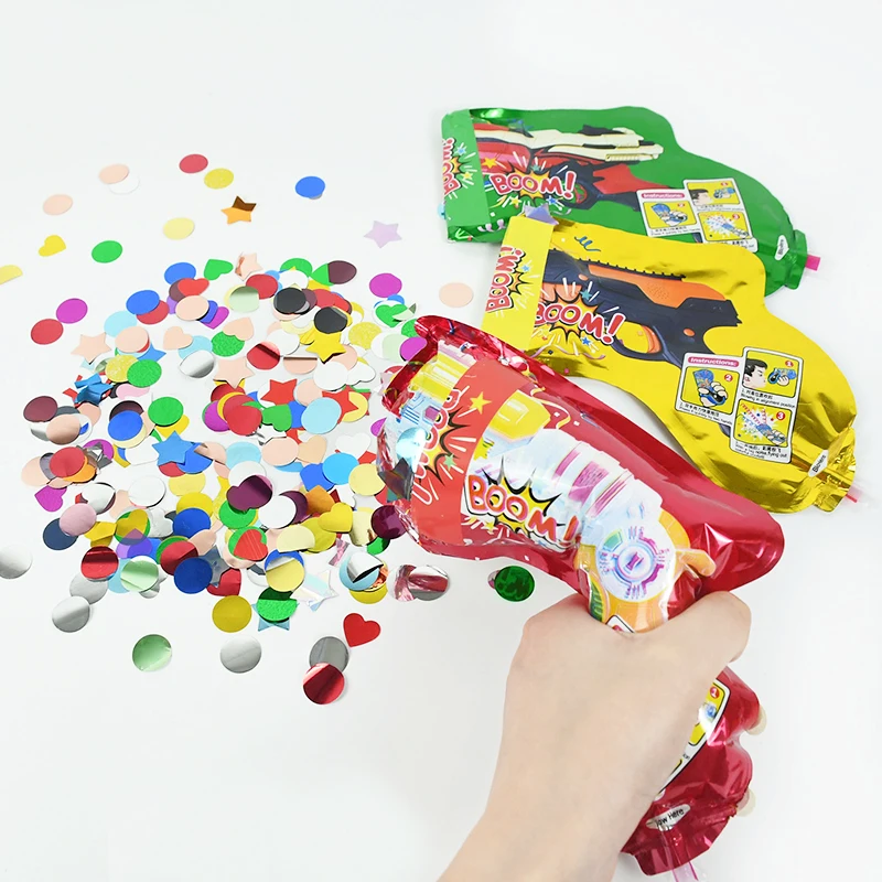 5/10pcs Inflatable Pistol Fireworks Balloon Handheld Toy Confetti Cannon Balloon Holiday Atmosphere Wedding Birthday Party Decor