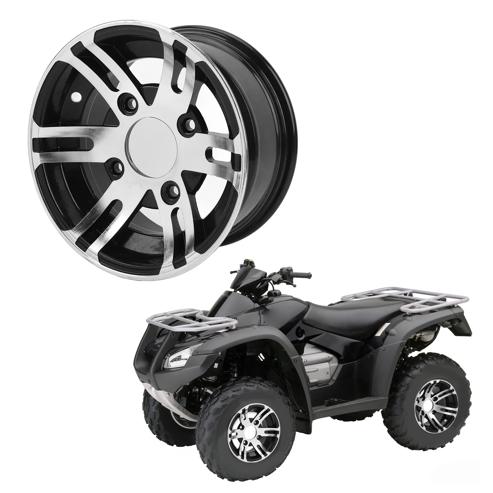 ATV Aluminum Alloy Rim 10 Inch ATV Wheel Rim  High Strength ATV Aluminum Alloy Rim for Go Karts  Cart ATV Wheel Rim