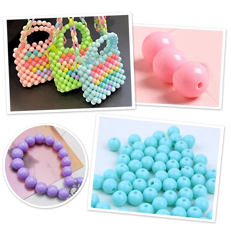 Loose Balls 500g Candy Color Acrylic Round Beads 6mm 8mm 10mm 12mm 14mm 16mm 20mm Spacer beads for needlework & Jewelry Making