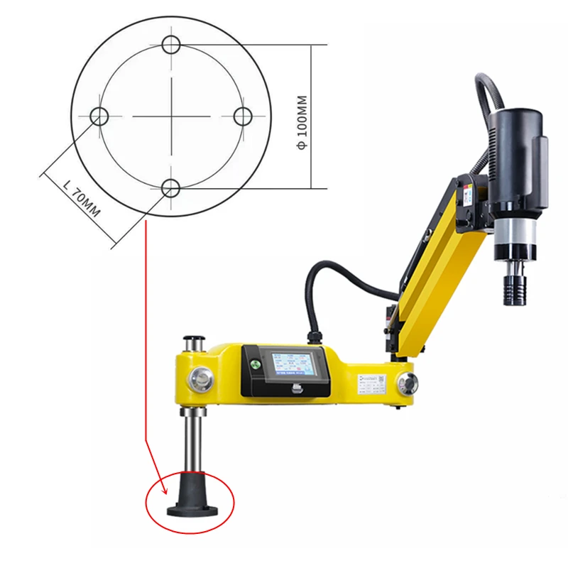 M6-M24 Metal Threading Machine Electric Drilling Tapping M3-M20 Vertical/Universal Tapper Arm Touch Screen with ISO/DIN/JISChuck
