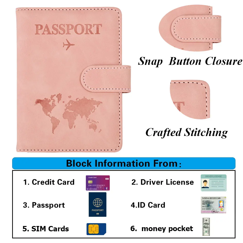 Customized Passport and Card Holder Combo Leather Travel Document Passport Cover Holder Wallet Organizer Magnetic Closure Style