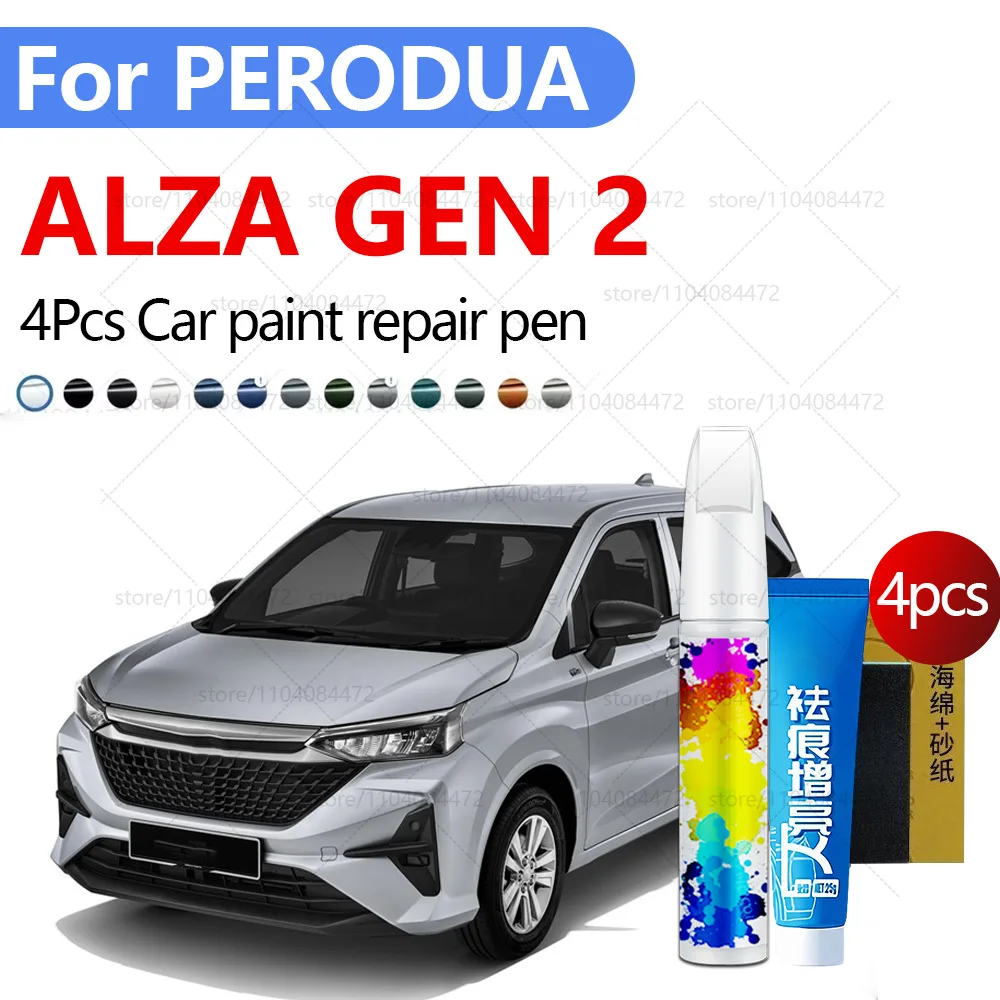 

Ручка для ремонта автомобильной краски PERODUA ALZA GEN 2, аксессуары для ремонта царапин, 4 шт., черный X16, красный, R67, серебристый S2, белый, WO9, коричневый