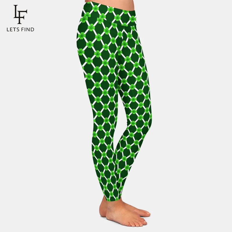 LETSFIND – legging de Fitness taille haute pour femmes, imprimé Shamrocks 3D, Slim, taille haute, élastique, nouvelle mode, 2021