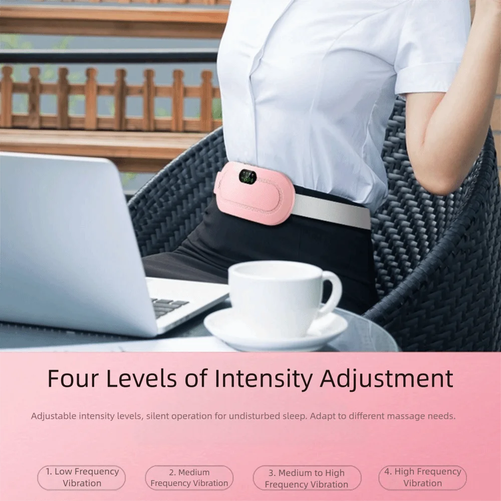 

3 Level Temperature Smart Menstrual Heating Pad 4 Gear Massage LED Display Vibrating Abdominal Massager Quiet Fast Heating