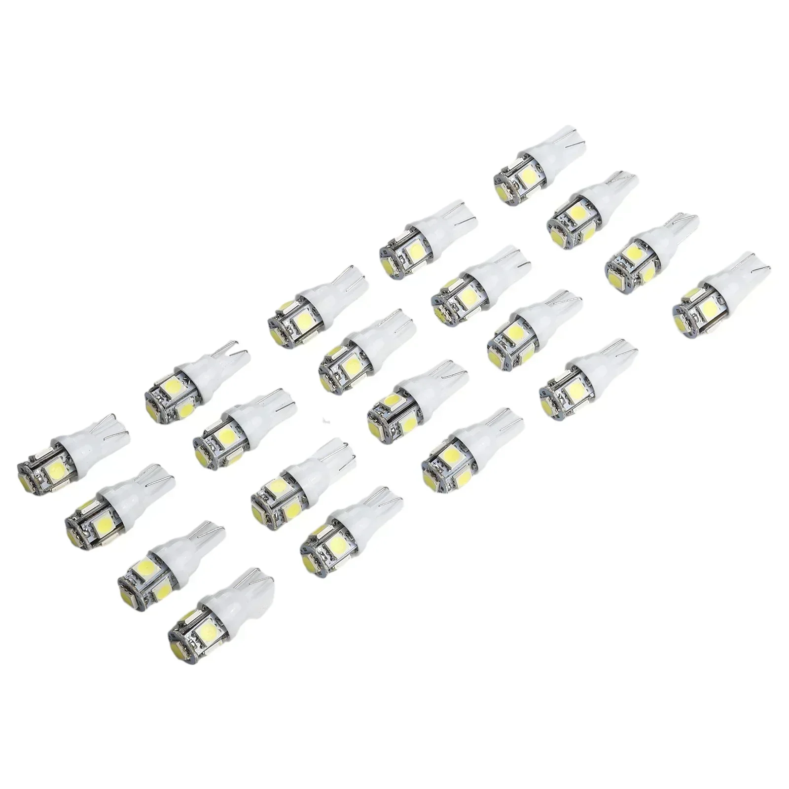 T10 Car Lights 5050 5-SMD White License Plate Interior LED Reading 6000K 5W Anti-vibration Replacement Accessory 20pcs Durable