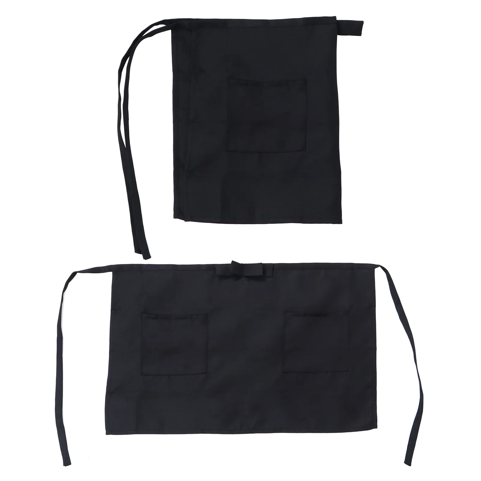 2Pcs Half Length Apron with Pockets Adjustable Waist Strap for Cooking Baking Gardening Serving Bar Restaurant Hotel Creative