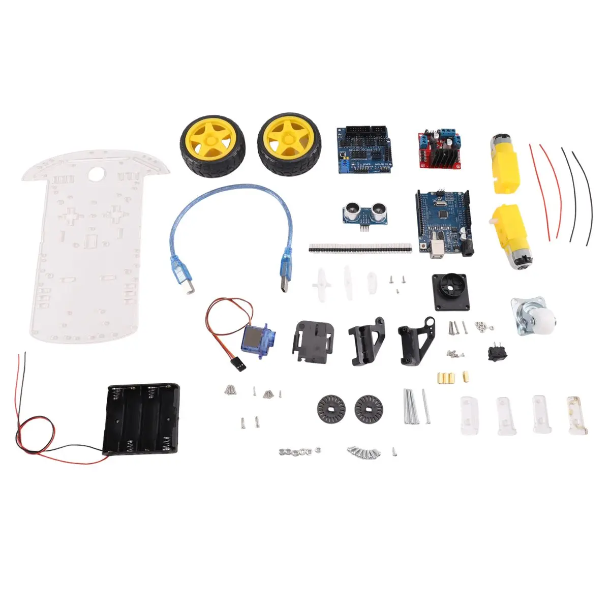Smart Electronics Motor Smart Robot Car Chassis Kit Speed Encoder Battery Box 2WD Ultrasonic Module for DIY Kit