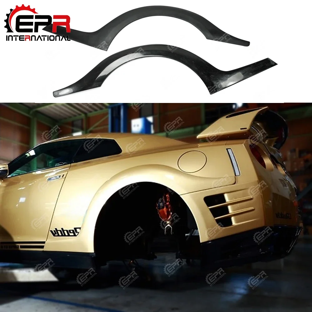 Car-styling For Nissan R35 GTR 12'Ver TS Style FRP Fiber Glass Rear Fender Flare Fiberglass Wheel Arch Cover Set Part Tuning Kit