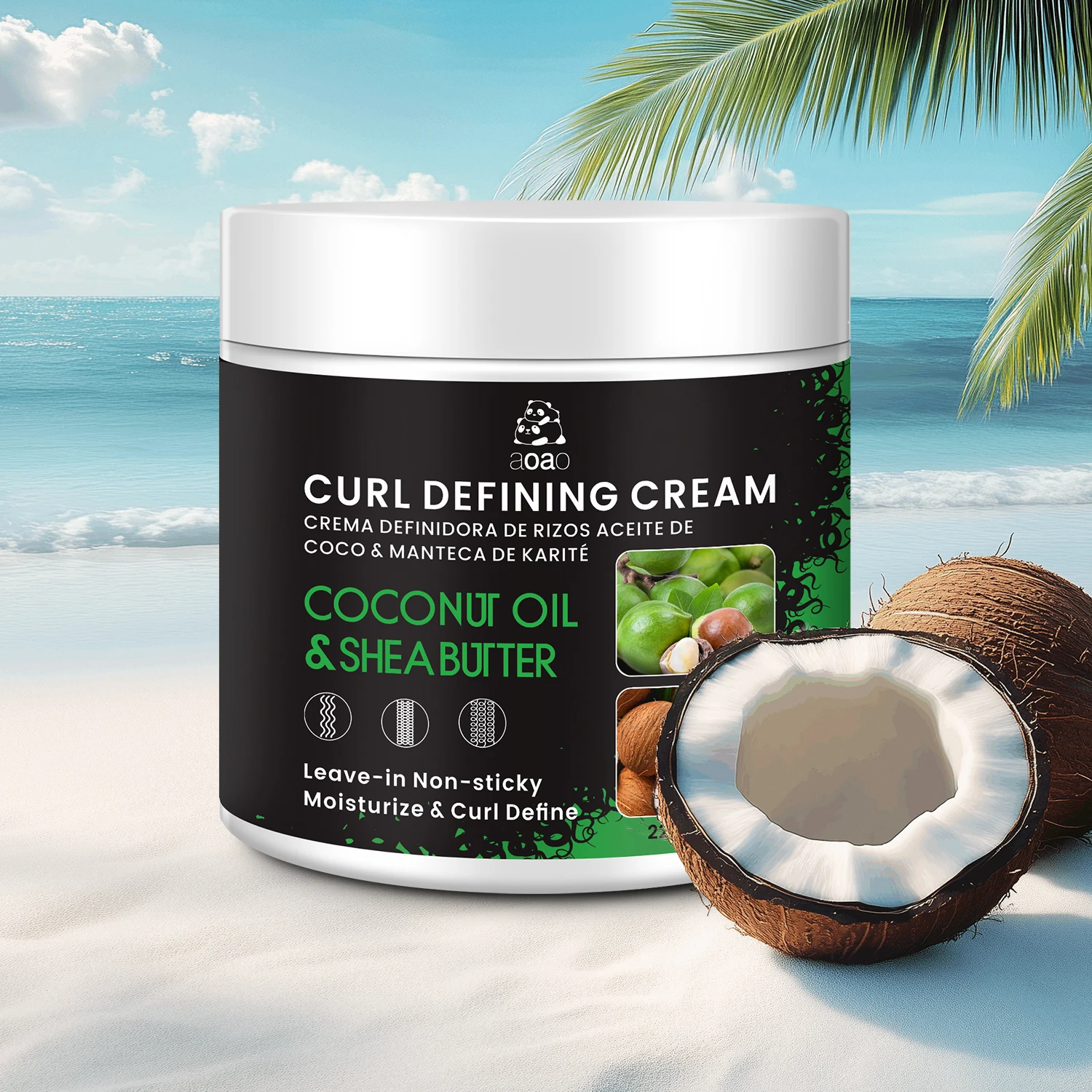 

Curly Hair Styling Cream with Coconut Oil and Shea Butter Moisturizing and Softening Curl Defining Conditioner