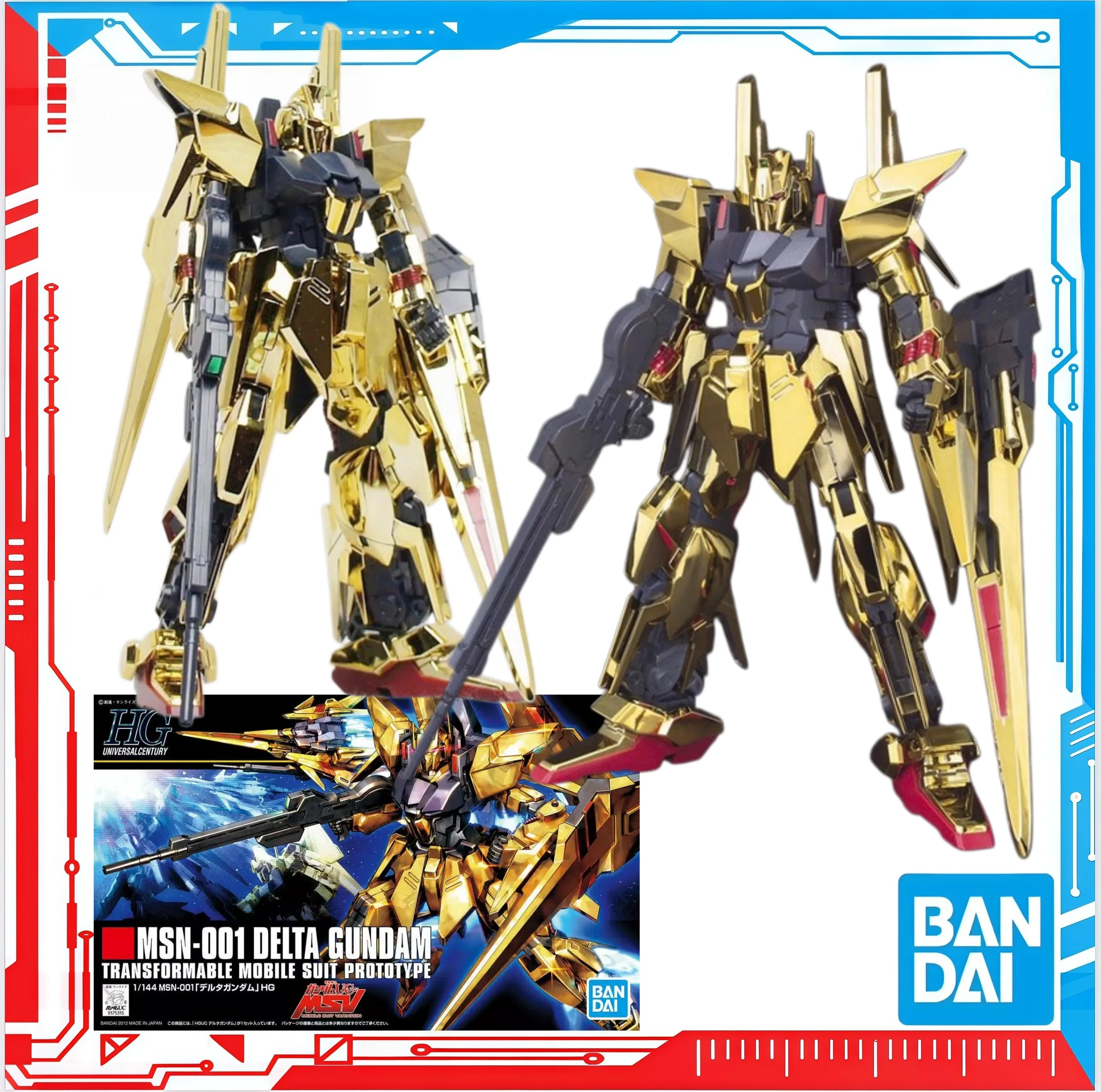 Bandai HG 1/144 HGUC MSN-001 DELTA Gundam Model Kit Anime Fighter Assembly Model Anime Action Figure Toy Gift for Kids
