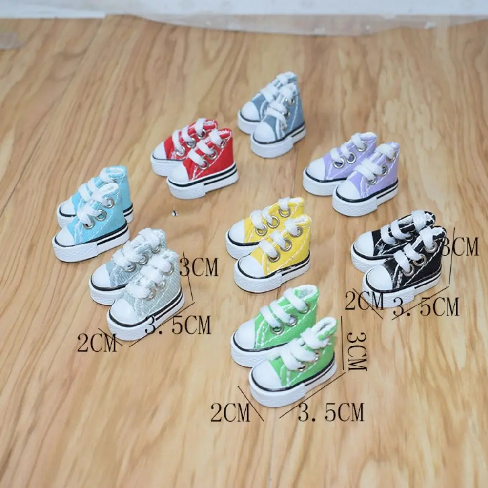 Kids Pretend Play Toys Cute 3.5CM Doll Shoes Mini Solid Colored 1/8 Bjd Canvas Shoes Doll Dress Up Accessories