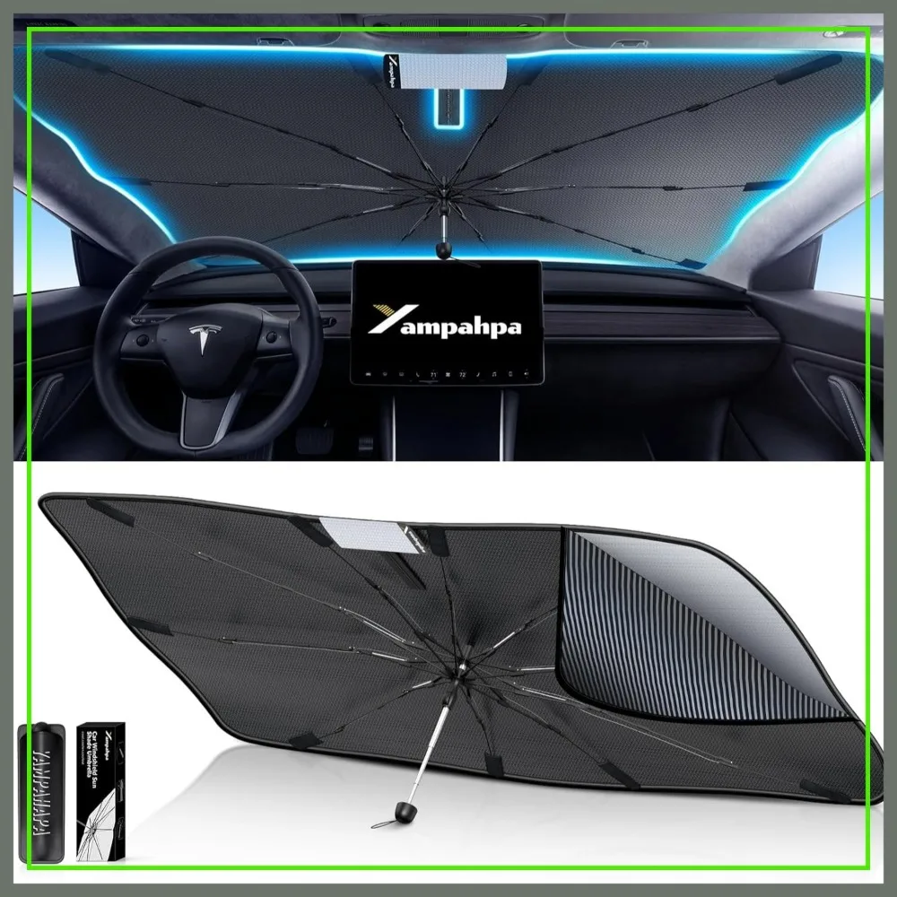 

Car Windshield Sun Shade Umbrella Foldable UV Reflector for Auto Trucks Sedan SUV, 61x31 inch