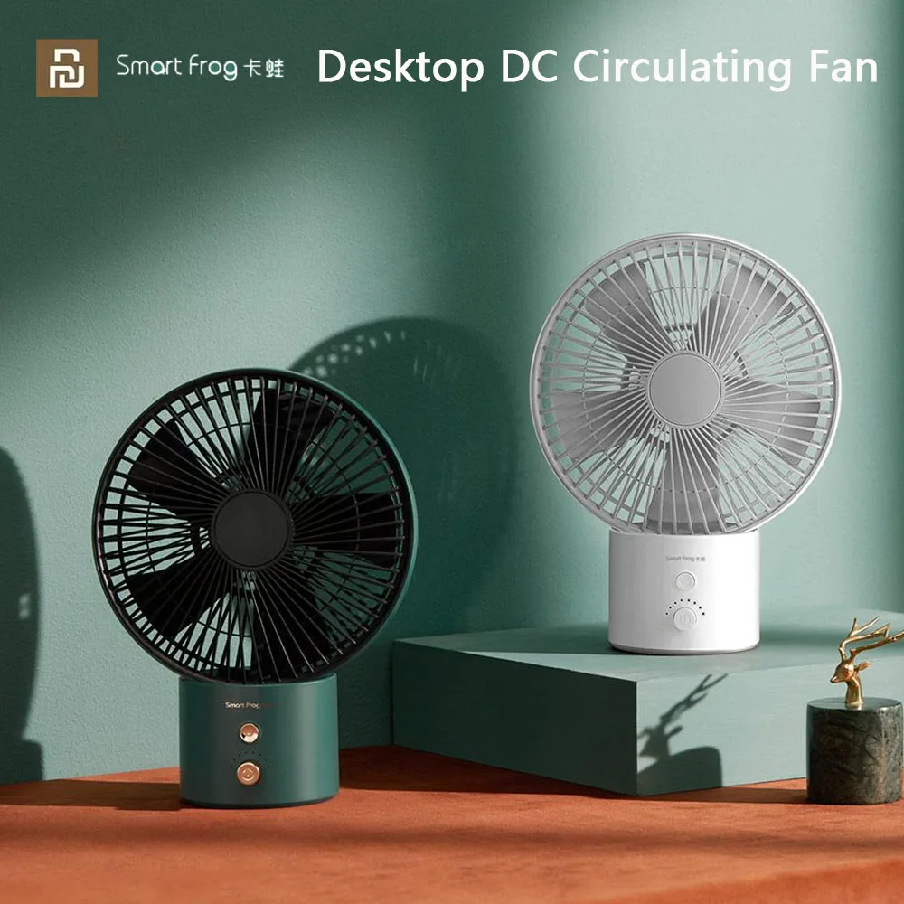 Smart Frog DC Circulating Fan Portable 8 Gear Adjust 4000mAh Rechargeable Deaktop Shaking Head Fans for Home Offices Dormitory