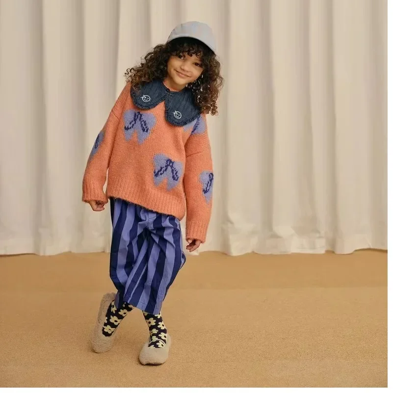 Children's Sweater  Fall And Winter Cartoon Fashion Girls Pullover Cotton Cute Splicing Cardigan Jacket Children's Clothing