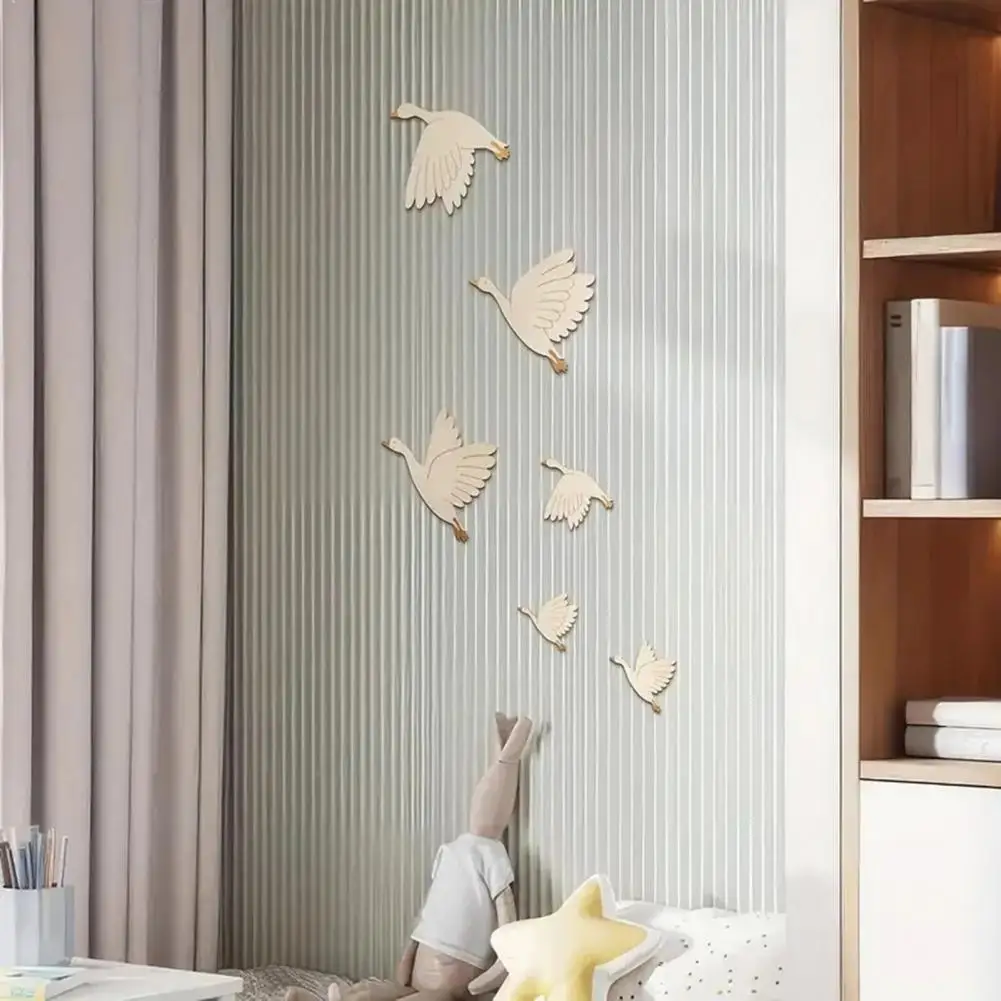 Beach House Wall Sign 6pcs Wooden Seagull Wall Decorations Farmhouse Rustic Sea Bird Sculptures Coastal Home Room Bathroom Art