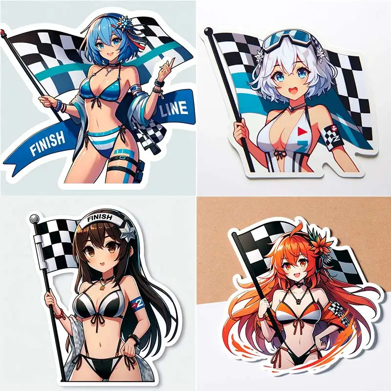 Racing Anime Girl Sticker - Wall Sticker  Vibrant Vinyl Decal Sticker on The Waterproof Decoration M778